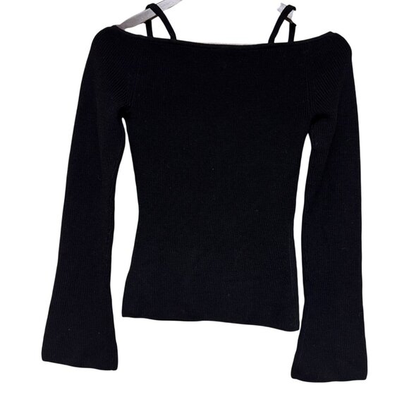 Reformation Romey Women's Sweater Rib Merino Wool Black Off Shoulder Small NWOT - Picture 5 of 11